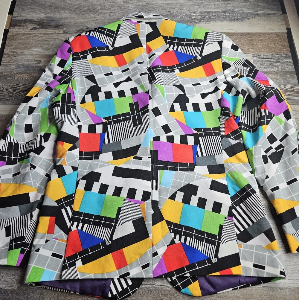 OppoSuits Slim Fit Novelty Blazer Jacket  Testival 80s Pattern Size 44 - Picture 9 of 9